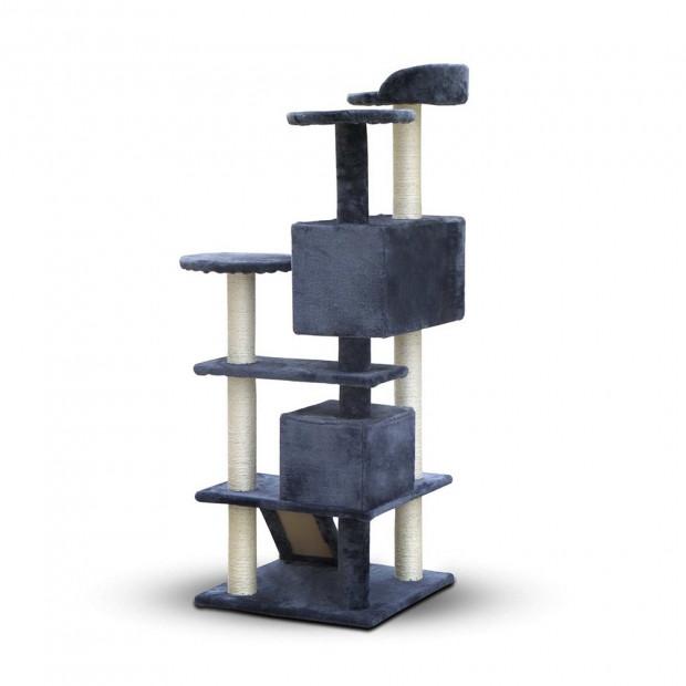 Cat Scratching Post Tree House Condo 134cm Grey Image 5