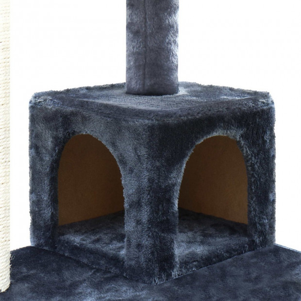 Cat Scratching Post Tree House Condo 134cm Grey Image 8