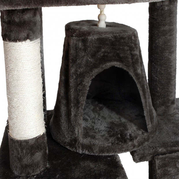 Multi Level Cat Scratching Poles Tree w/ Ladder Grey Image 6