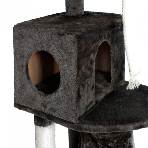 Multi Level Cat Scratching Poles Tree w/ Ladder Grey Image 7