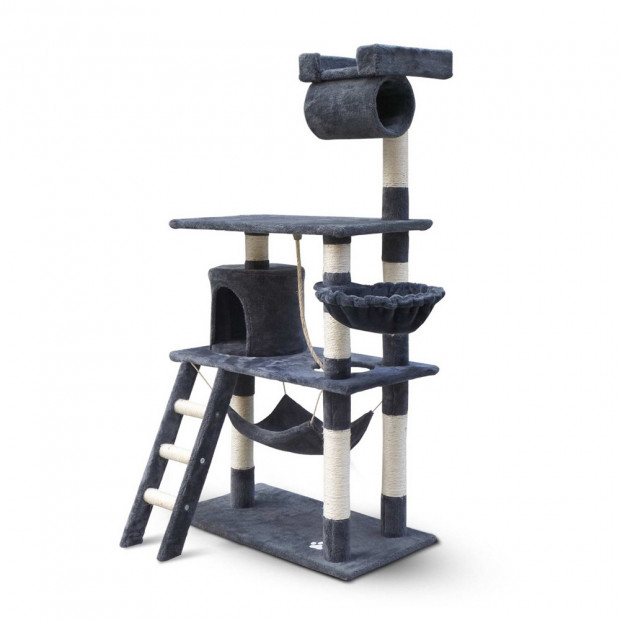 Cat Scratching Post Tree House Condo 141cm - Grey Image 3