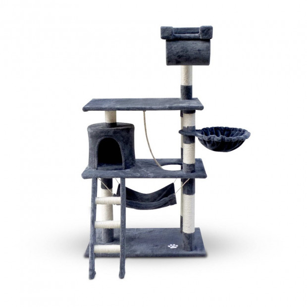Cat Scratching Post Tree House Condo 141cm - Grey Image 4