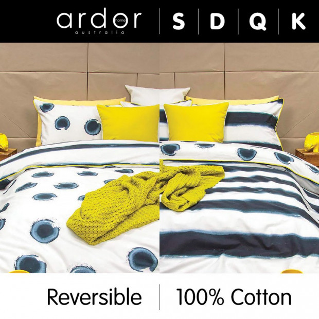 Mizu - Indigo Reversible Quilt Cover Set 100% Cotton