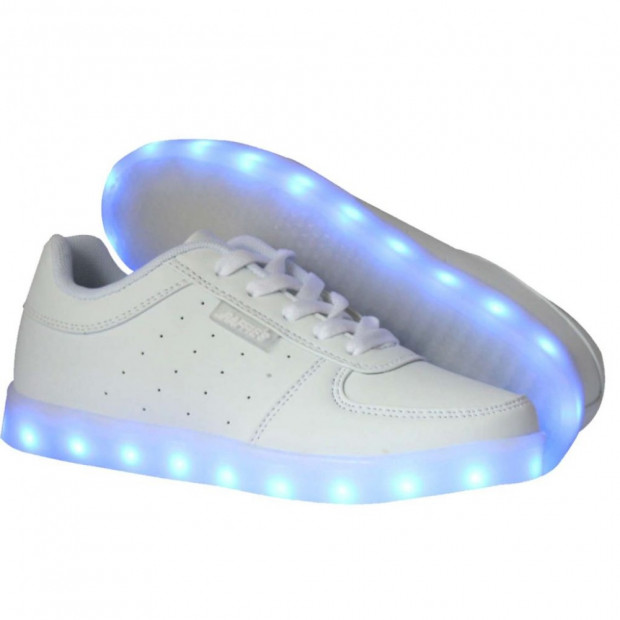 Kids LED Flash Shoes Low White Image 3