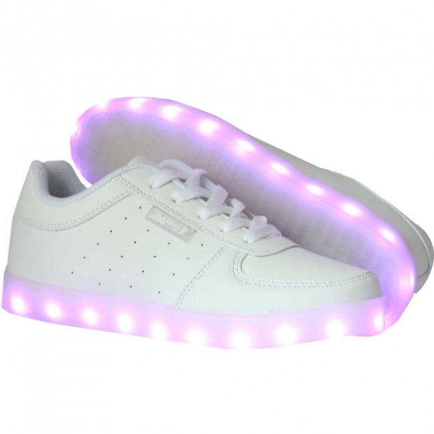 Kids LED Flash Shoes Low White Image 4