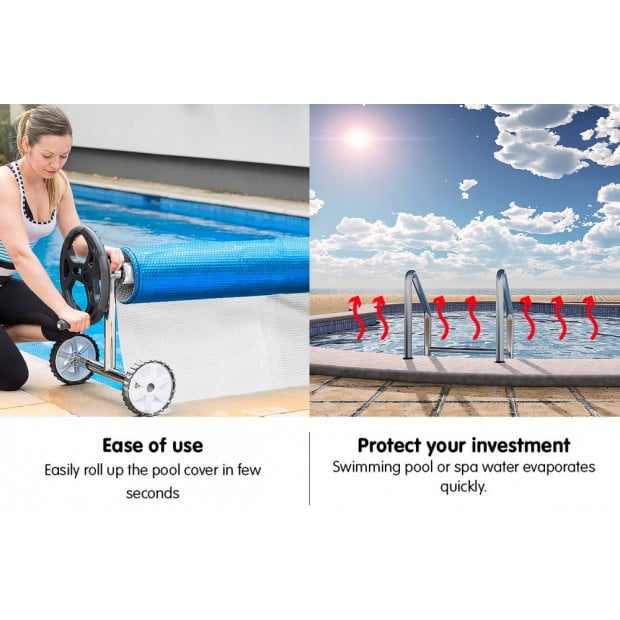 400micron Swimming Pool Roller Cover Combo - Silver/Blue - 6.5m x 3m Image 4