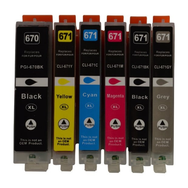 Inkjet Cartridges set of 6 to suit Canon PGI-670XL, CLI-671XL