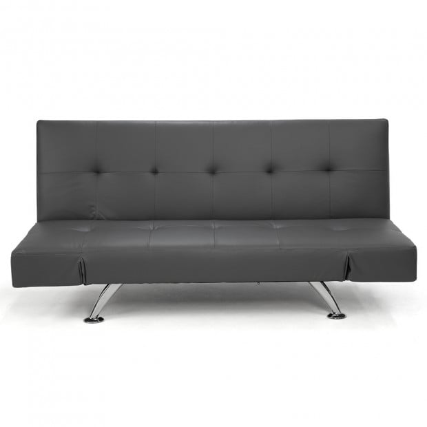Audrey Faux Leather Sofa Bed with Adjustable Armrests by Sarantino - Grey Image 4