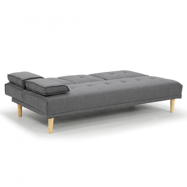 Marseille Linen Home Theatre Sofa Bed with Cup Holders by Sarantino - Dark Grey Image 5