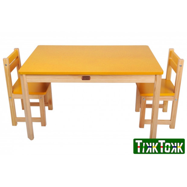 TikkTokk Little BOSS Table & Chairs Set - Rectangular Yellow