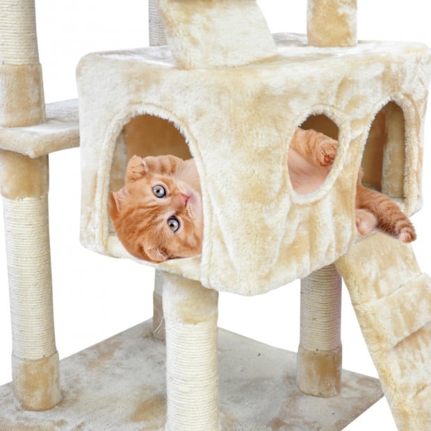 2.1m Cat Scratching Post Tree Cream Image 2
