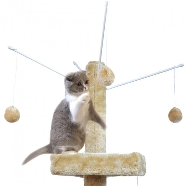2.1m Cat Scratching Post Tree Cream Image 4