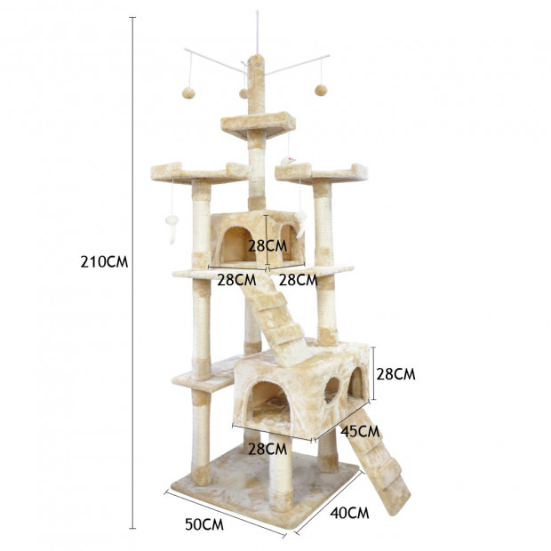 2.1m Cat Scratching Post Tree Cream Image 6