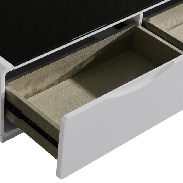 TV Cabinet 3 Storage Drawers Assembled Entertainment Unit Black White Image 4