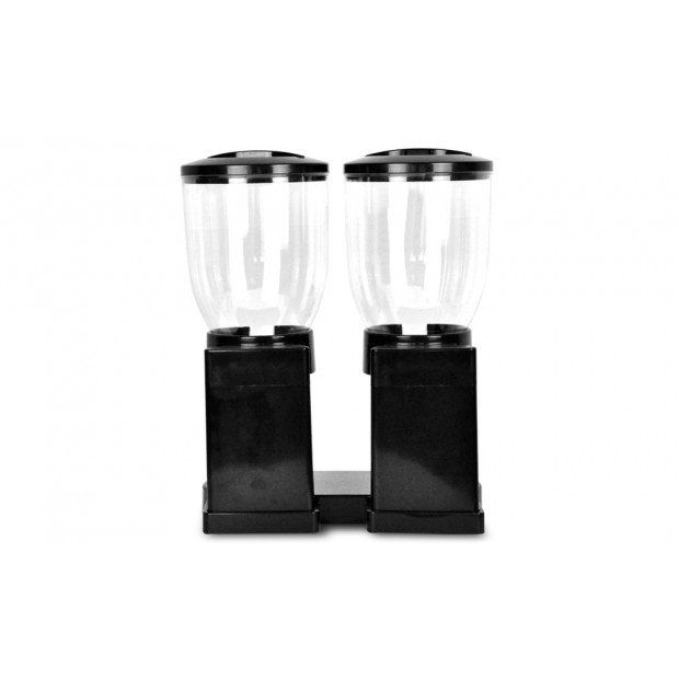 Double Cereal Dispenser Dry Food Storage Container Black Image 4