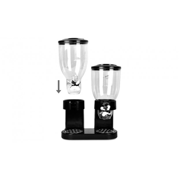 Double Cereal Dispenser Dry Food Storage Container Black Image 5