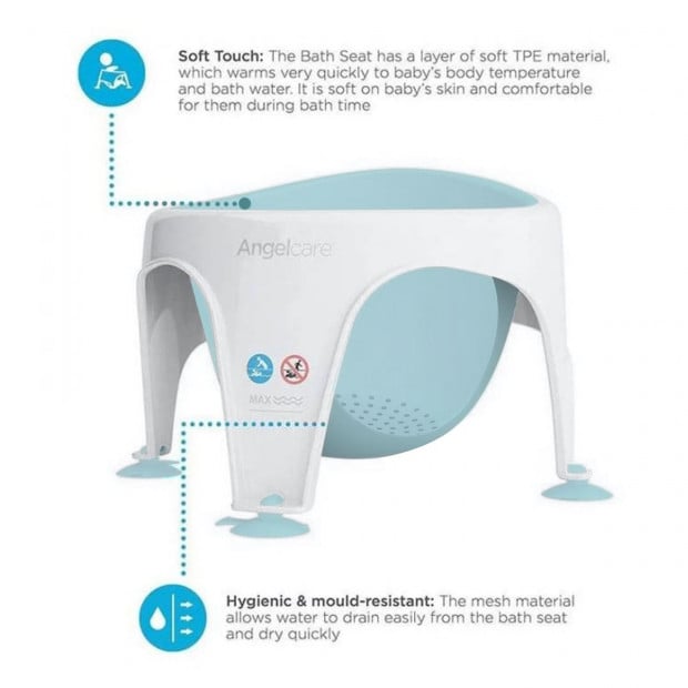Angelcare AC586 Baby Bath Soft Touch Ring Seat - Light Aqua Image 2