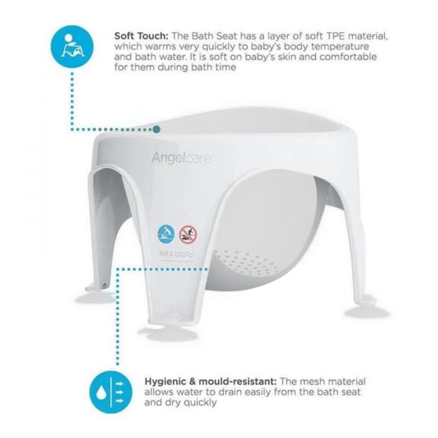 Angelcare AC588 Baby Bath Soft Touch Ring Seat - Grey Image 2