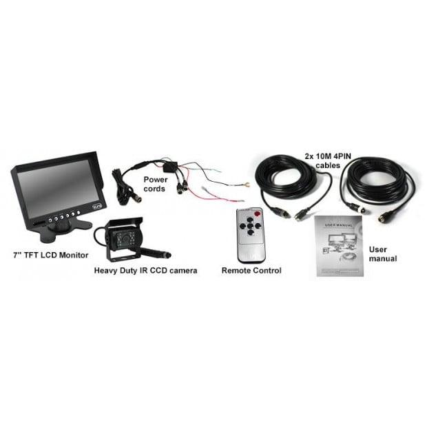 Elinz 7In lcd Monitor Hd 12v/24v 4pin Ir Led Ccd Reversing Camera Image 7