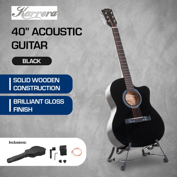 Karrera 40in Acoustic Guitar - Black Image 8