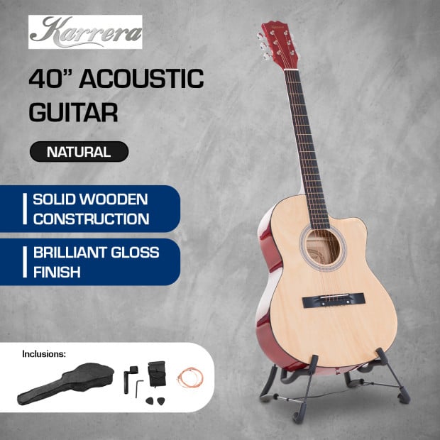 Karrera 40in Acoustic Guitar Natural Image 8