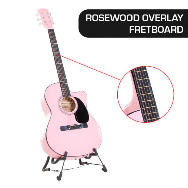 Karrera 40in Acoustic Guitar - Pink Image 2