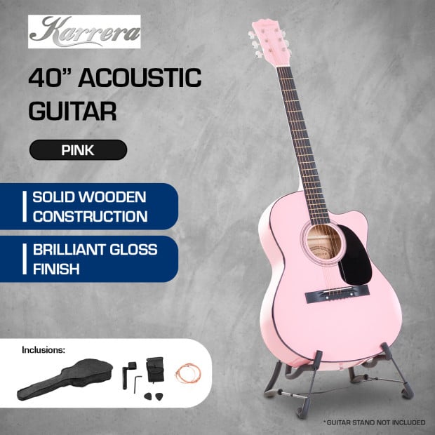 Karrera 40in Acoustic Guitar - Pink Image 8