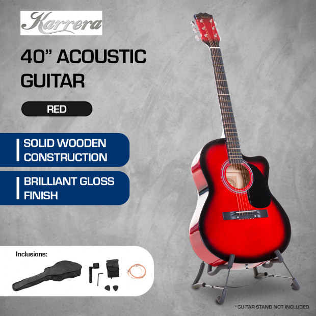 Karrera 40in Acoustic Guitar - Red Image 8