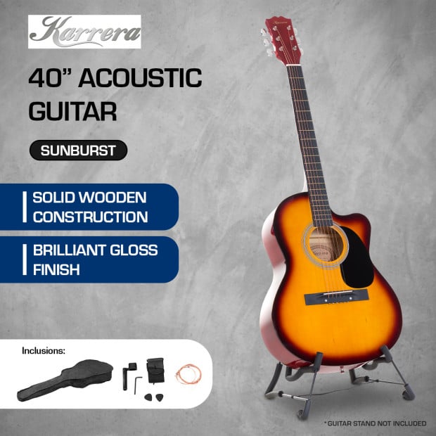 Karrera 40in Acoustic Guitar - Sunburst Image 8