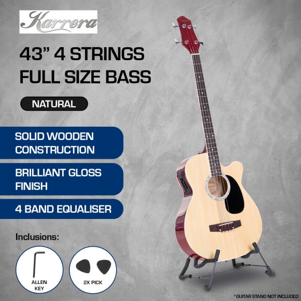 Karrera 43in Acoustic Bass Guitar Natural Image 9