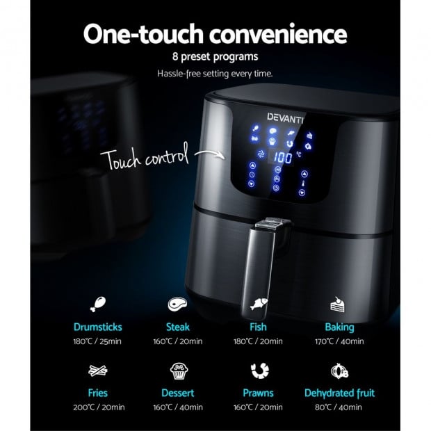 Air Fryer 7L LCD Fryers Oven Airfryer Kitchen Cooker Stainless Steel Image 5