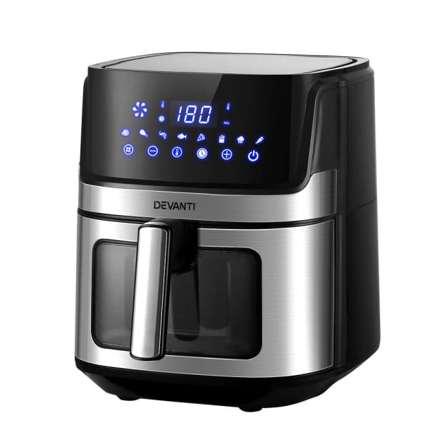 Air Fryer 6.5L LCD Oven Airfryer Cooker Oil Free Kitchen - Silver