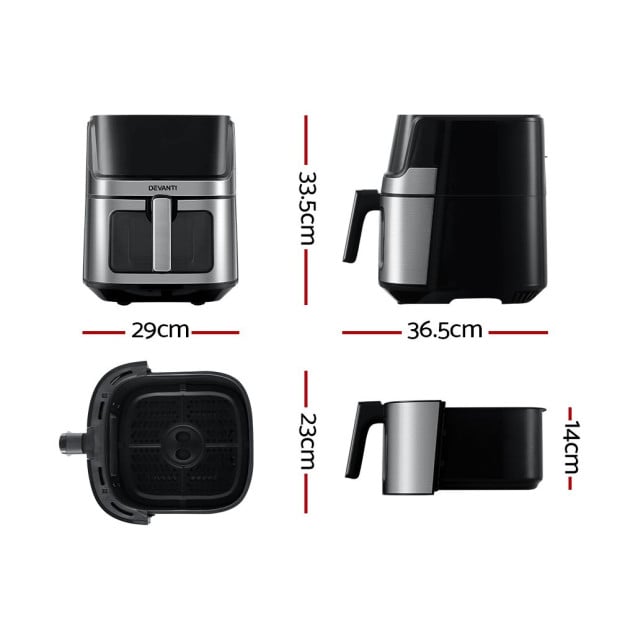 Air Fryer 6.5L LCD Oven Airfryer Cooker Oil Free Kitchen - Silver Image 2