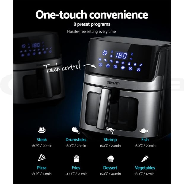 Air Fryer 6.5L LCD Oven Airfryer Cooker Oil Free Kitchen - Silver Image 5