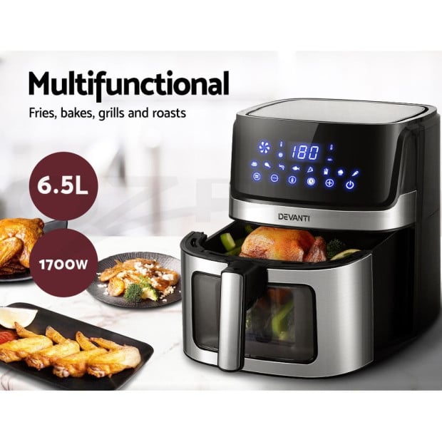 Air Fryer 6.5L LCD Oven Airfryer Cooker Oil Free Kitchen - Silver Image 6