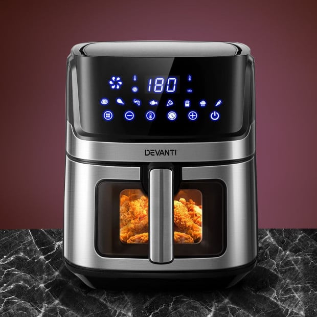 Air Fryer 6.5L LCD Oven Airfryer Cooker Oil Free Kitchen - Silver Image 8