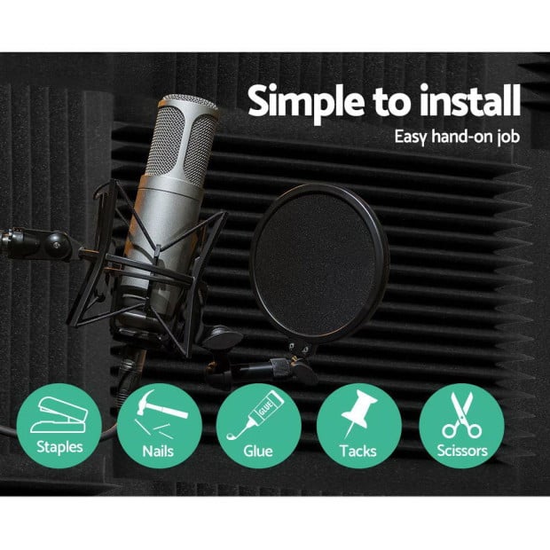 40pcs Studio Acoustic Foam Wedge 30x30CM Black Image 6