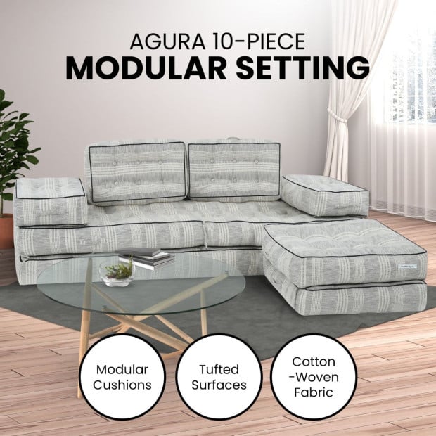 Agura Modular Sofa and Lounges – 10pc Fabric Lounge Suite