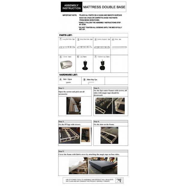 Mattress Base Double Size Beige Image 2