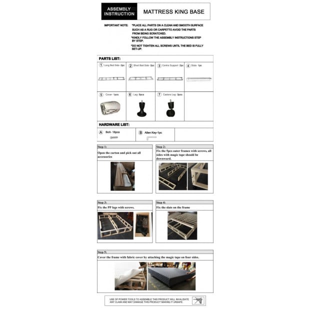 Mattress Base King Size Black Image 8