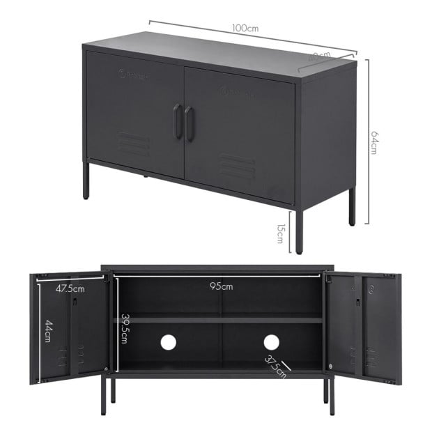 Buffet Sideboard Locker Metal Storage Cabinet - Base Charcoal Image 2