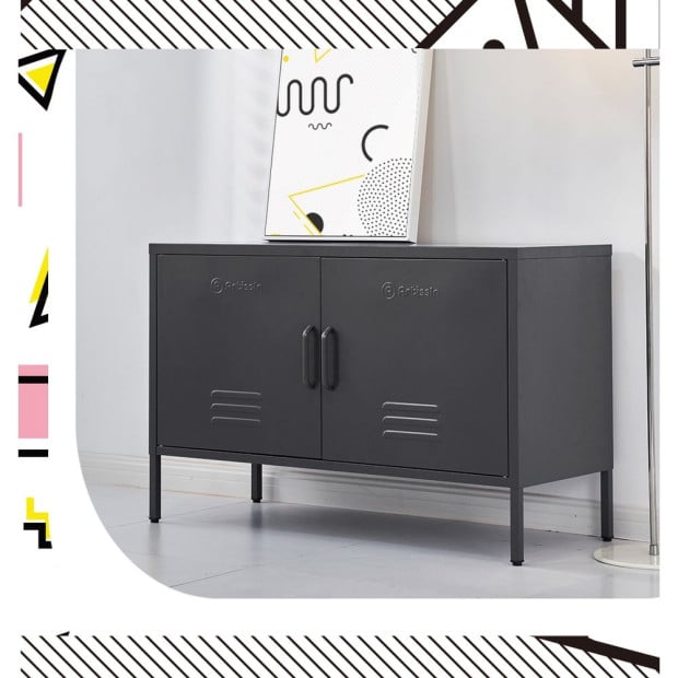 Buffet Sideboard Locker Metal Storage Cabinet - Base Charcoal Image 7