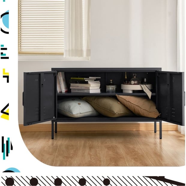 Buffet Sideboard Locker Metal Storage Cabinet - Base Charcoal Image 8