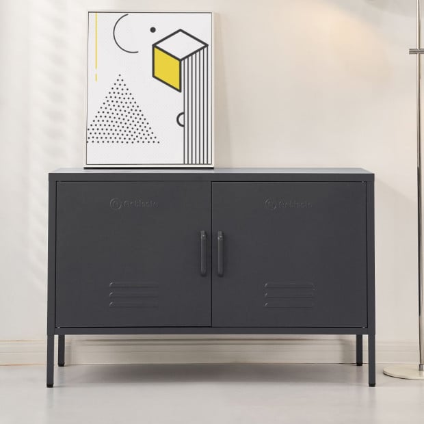 Buffet Sideboard Locker Metal Storage Cabinet - Base Charcoal Image 9