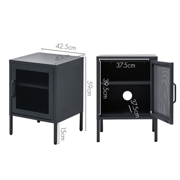Mini Mesh Door Storage Cabinet Organizer Bedside Table Black Image 2