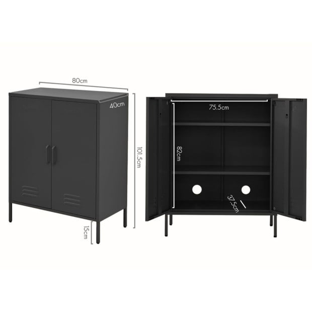 Buffet Sideboard Locker Metal Storage Cabinet - Sweetheart Charcoal Image 2