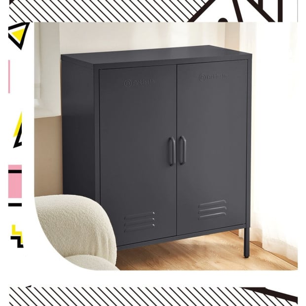 Buffet Sideboard Locker Metal Storage Cabinet - Sweetheart Charcoal Image 7