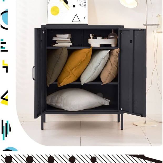 Buffet Sideboard Locker Metal Storage Cabinet - Sweetheart Charcoal Image 8
