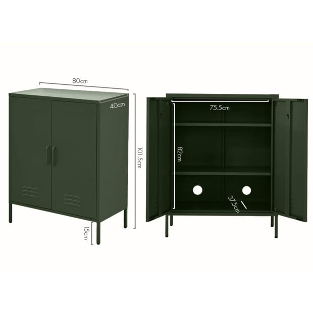 Buffet Sideboard Locker Metal Storage Cabinet - Sweetheart Green Image 2