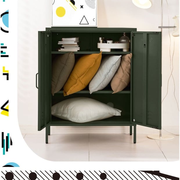 Buffet Sideboard Locker Metal Storage Cabinet - Sweetheart Green Image 8